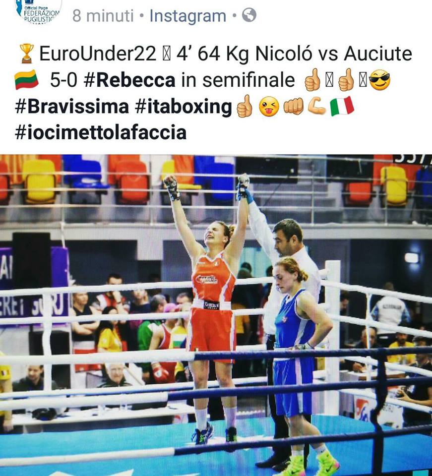 Rebecca Nicoli in semifinale Europei U 22 fb